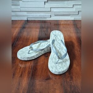 Michael Kors White and Silver Sandals Size 9